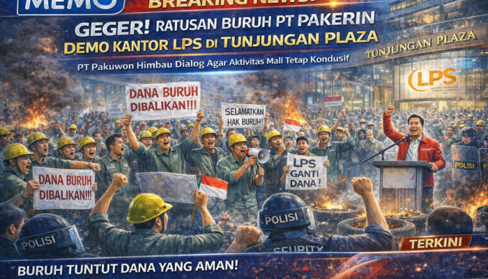 Geger Ratusan Buruh PT Pakerin Demo Kantor LPS di Tunjungan Plaza PT Pakuwon Himbau Dialog Agar Aktivitas Mall Tetap Kondusif