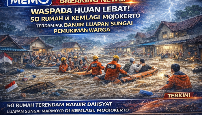 Waspada Hujan Lebat 50 Rumah di Kemlagi Mojokerto Terdampak Banjir Luapan Sungai Marmoyo Hingga Rendam Pemukiman Warga