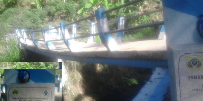 Jembatan Desa Sumber Canting Retak Dan Melengkung, Potensi Ambrol Di Keluhkan Warga