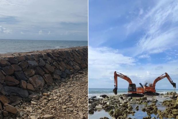 Cek Kosong Miliaran Rupiah Proyek Penahan Abrasi Pantai Tanjung Lesung, PT Waskita Karya Mediasi