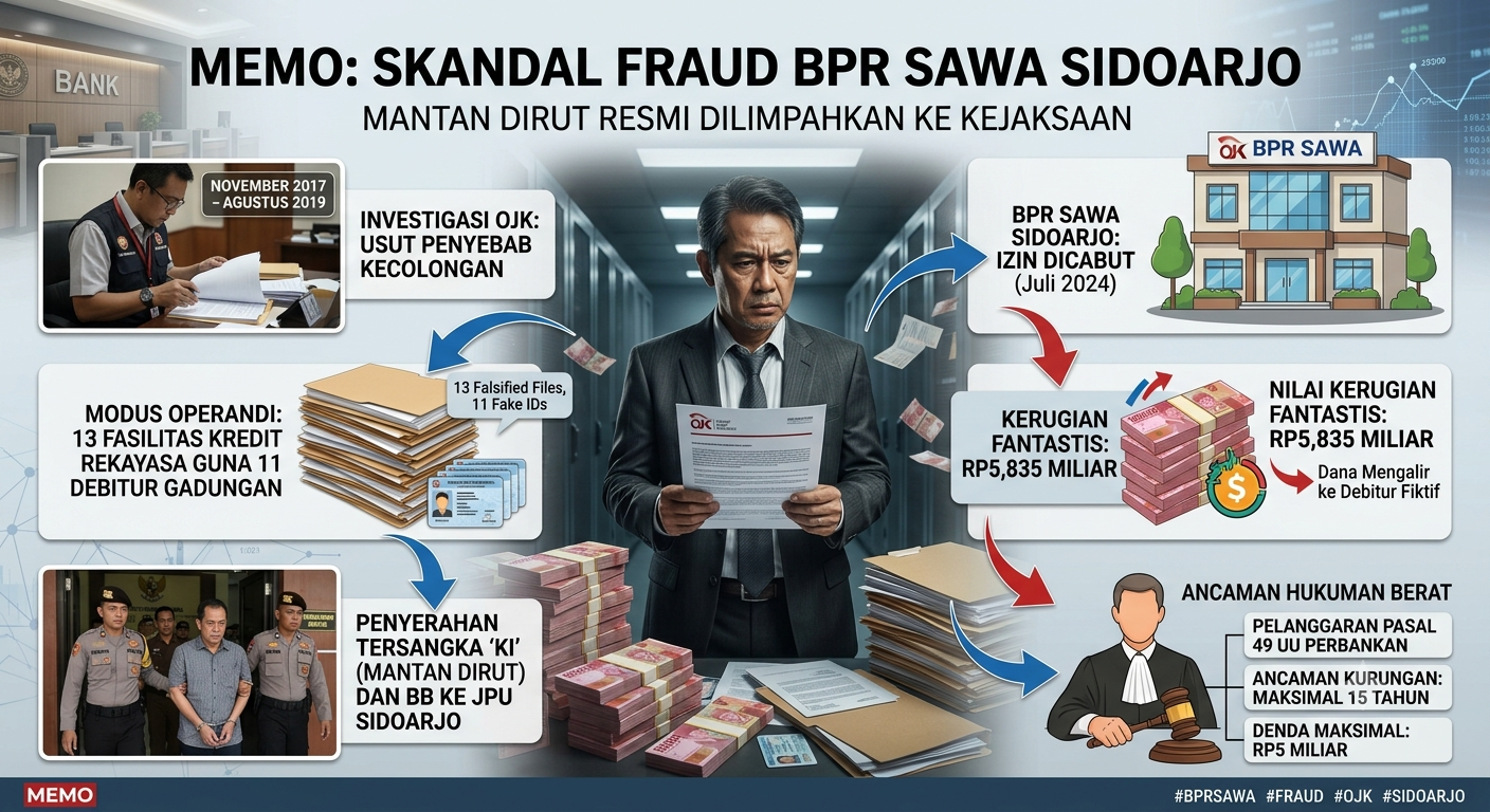 Mantan Dirut BPR SAWA Sidoarjo Masuk Bui Akibat Skandal Kredit Palsu Rp5,8 Miliar