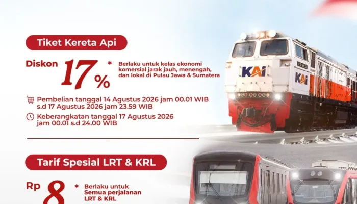 HUT ke-81 RI, KAI Daop 7 Madiun Tebar Diskon Tiket 17 Persen untuk Perjalanan 17 Agustus