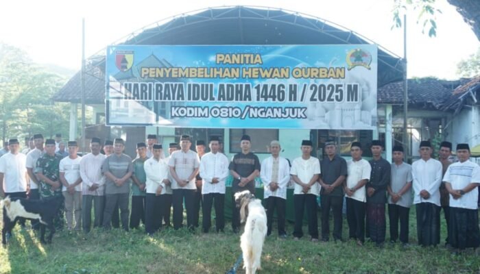 Rayakan Idul Adha 1446 H, Kodim 0810 Nganjuk Kurban 2 Sapi dan 3 Kambing