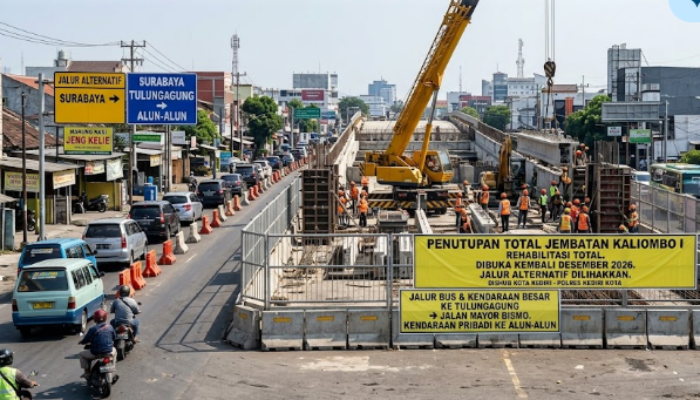 Penutupan Total Jembatan Kaliombo Kediri selama 7 Bulan Dishub Siapkan Rekayasa Lalin