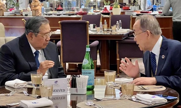 Presiden Keenam RI Susilo Bambang Yudhoyono Bertemu eks Sekjen PBB Ban Ki-moon