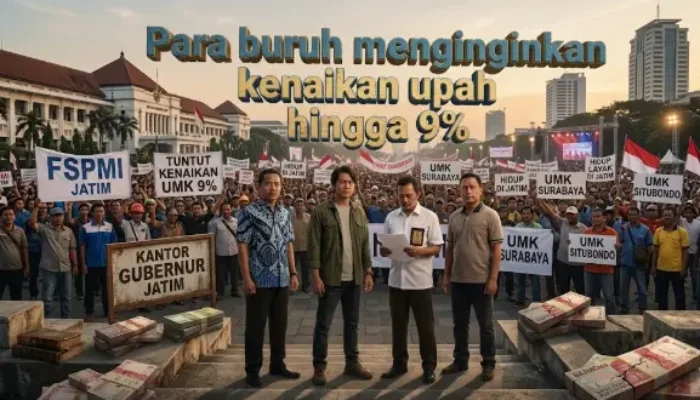 Tuntutan Massa Buruh Kenaikan UMK Jatim 2027 Capai 9 Persen
