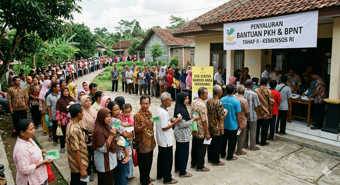 antrian panjang penerima PKH ( foto gemini )