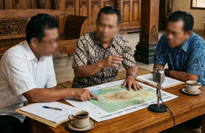 Sengkarut Proyek Watulawang, Konspirasi Bupati Nganjuk Marhain - PT Dan Home and Property, Bisnis Cafe atau Pajak PAD 1 Watu lawang nganjuk disorot pertemuan rahasia di rumah akademisi yang memicu polemik lingkungan.