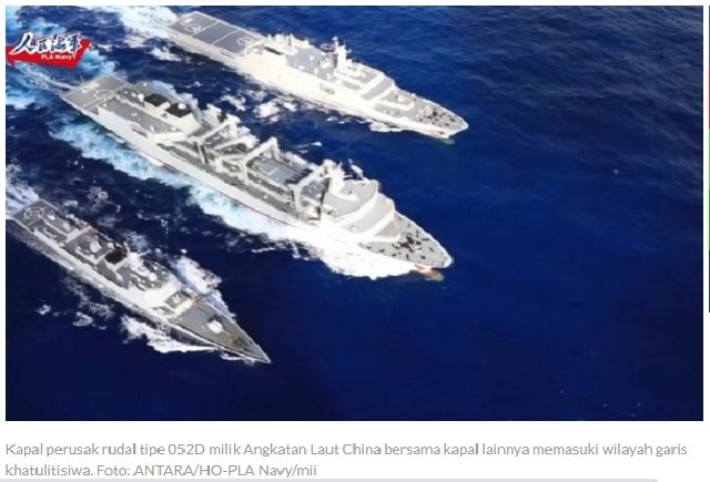 kapal perang China sudah masuk ke perairan Indonesia