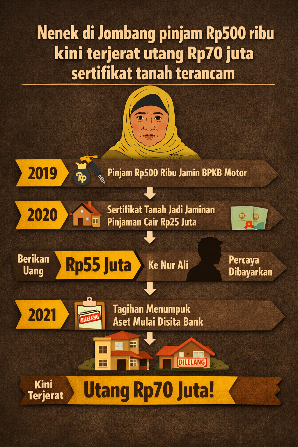 nenek di Jombang pinjam Rp500 ribu