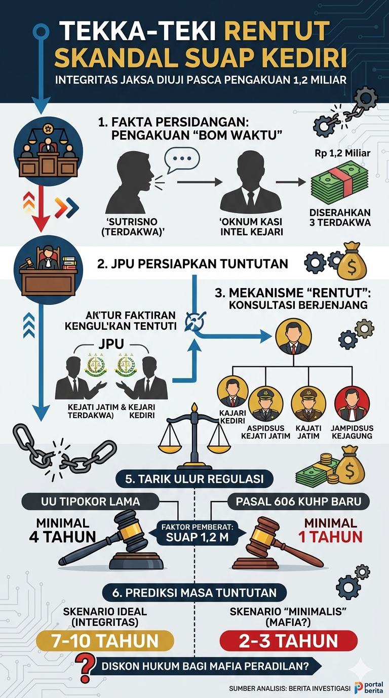 Ilustrasi rencana tuntutan jaksa JPU kasus suap perangkat desa ( foto : Ilustrasi AI generated )